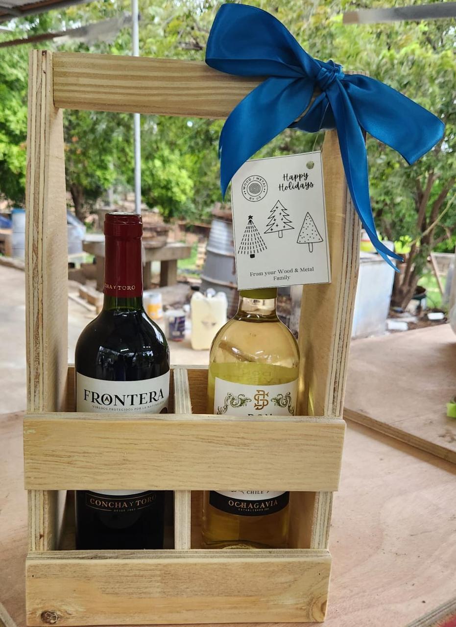 Canasta de madera para botellas de vino